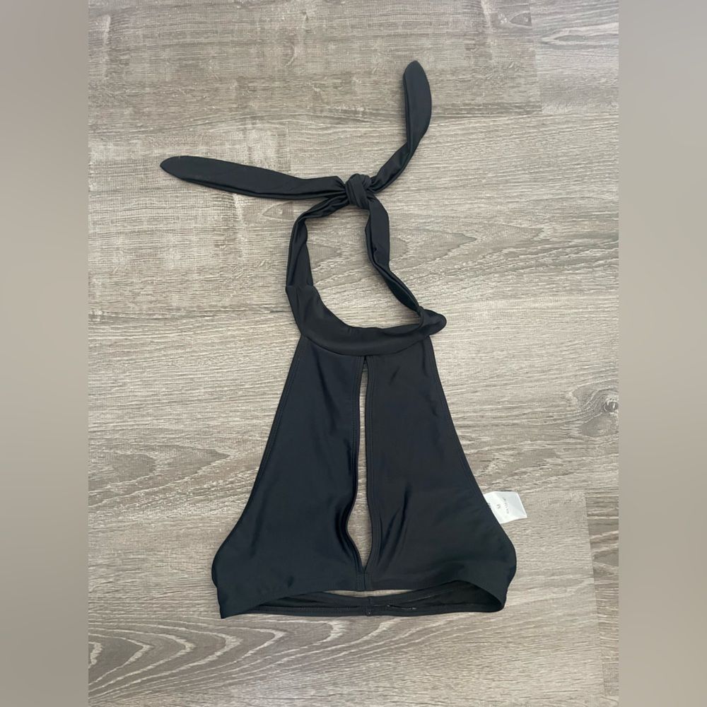 Motel Black High Neck Keyhole Tie Neck Bikini Swimsuit Sz M